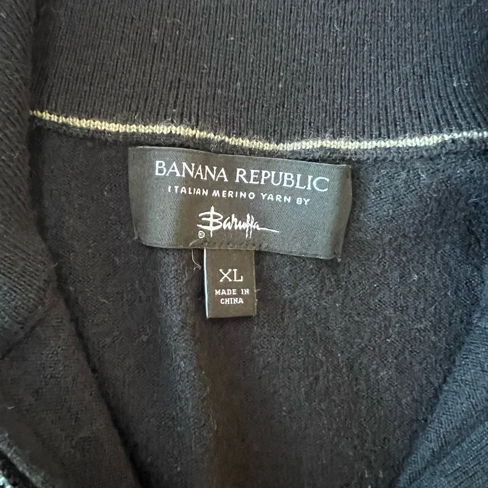 Banana Republic Italian Merino Wool Half-Zip Sweater in Black, size XL